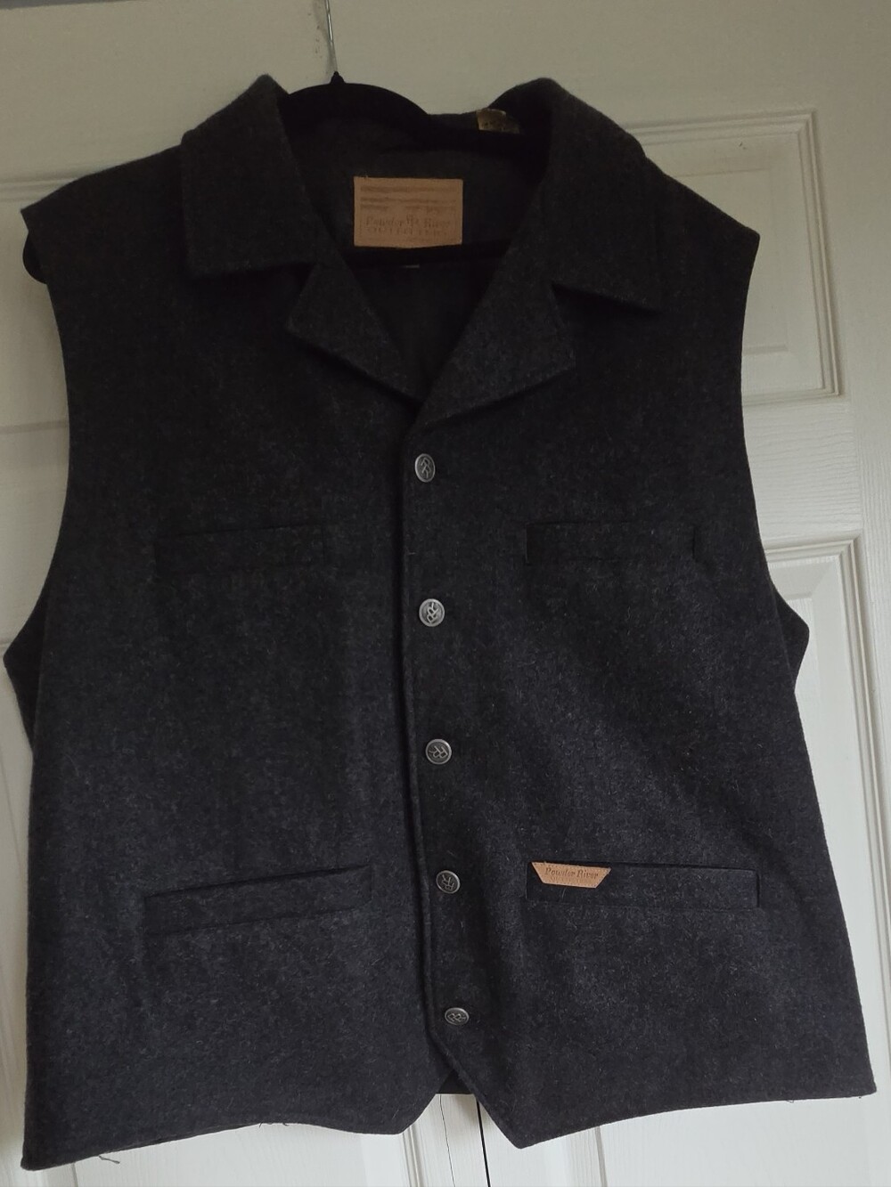 Men's Dark Charcoal Wool Button Vest - Unbranded